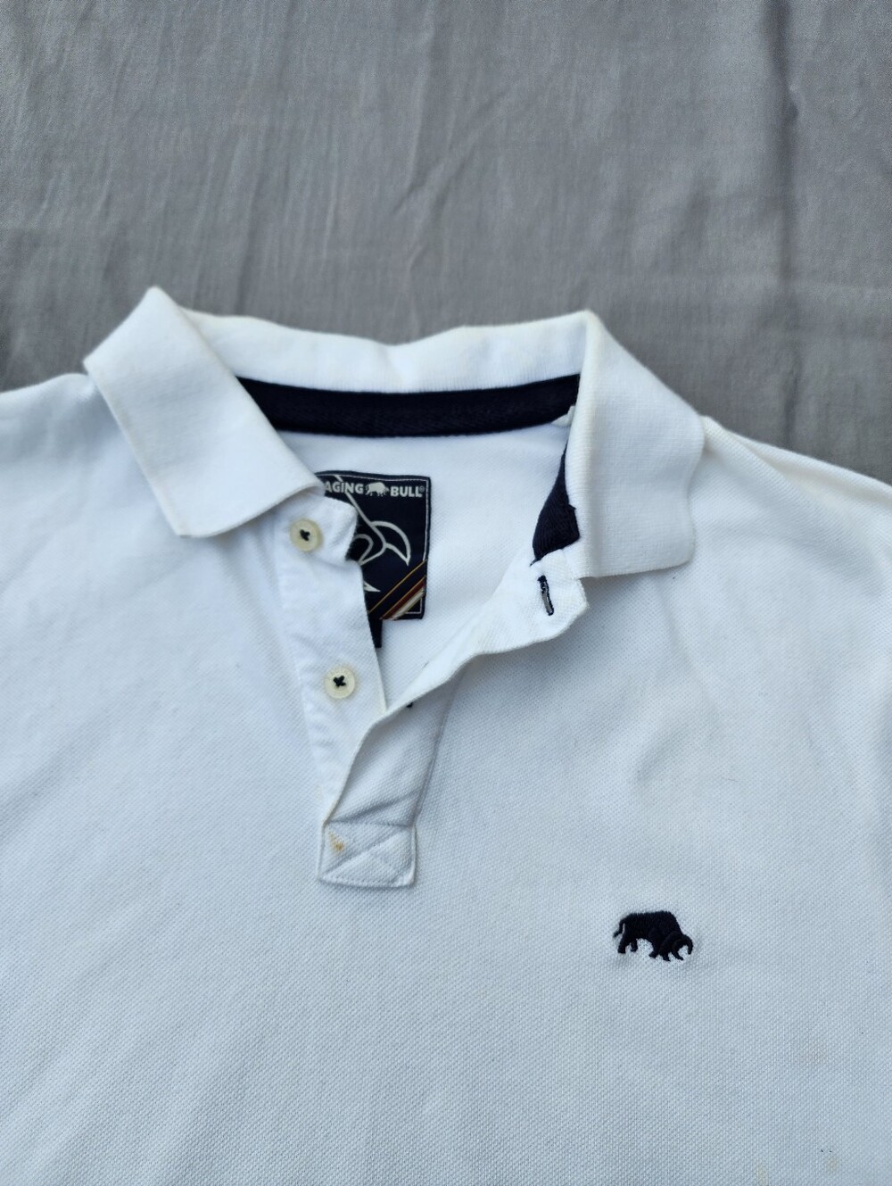 Raging Bull Mens Rugby Shirt Medium Embroidered Polo 100% Cotton Golf Preppy